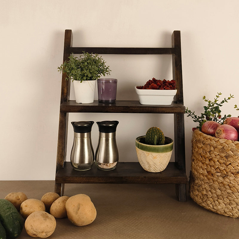 Plank Wooden Shelf 2 Step Ladder media 3