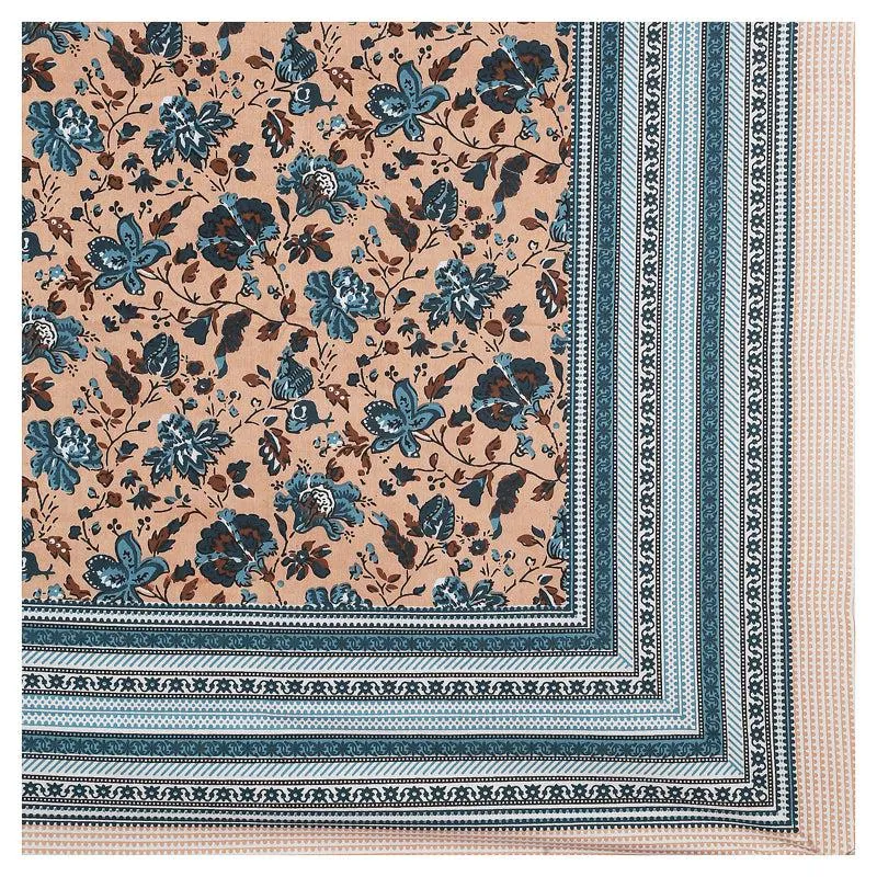 Vishala Ethnic Cotton Bedsheet (Brown,Blue) - 180 TC media 5