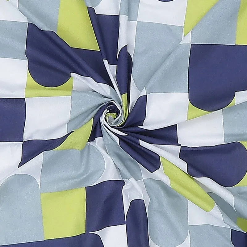 Monte Carlo Multi Blocks Cotton Bedsheet (Blue,Green) - 104 TC media 10