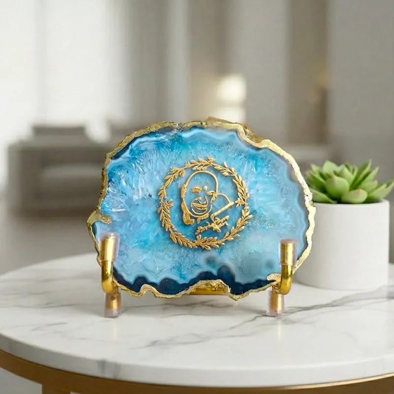 Sacred Guruji Handcrafted Agate Religious Accent - Turquoise media 1