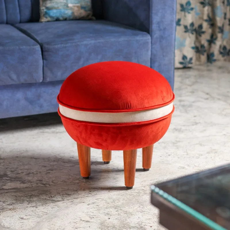 Contemporary Velvet Footrest Ottoman  Red media 1