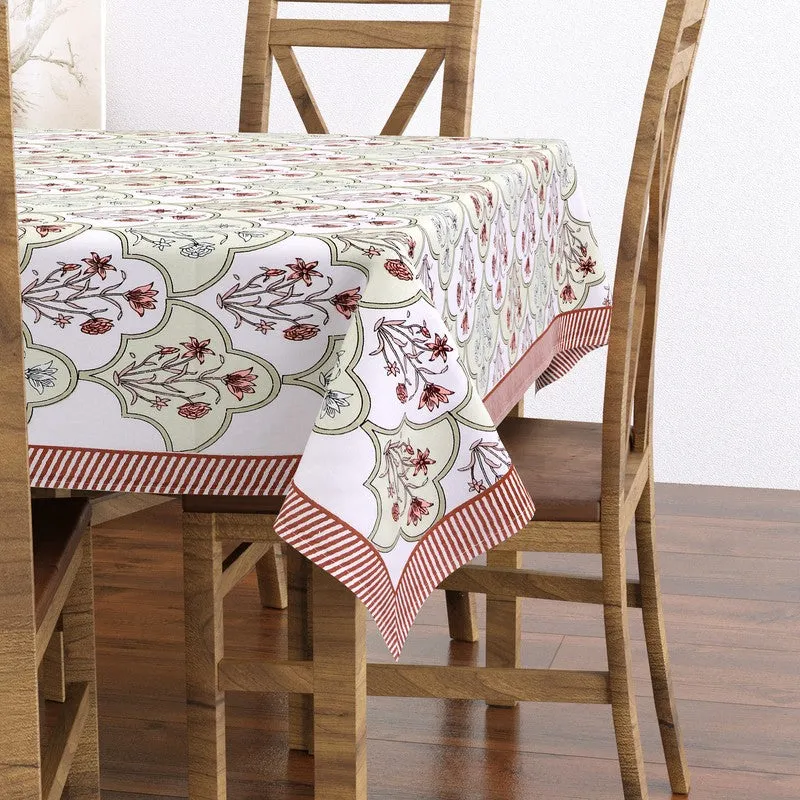 BlossomLine Cotton Table Cover - Green,Peach media 3
