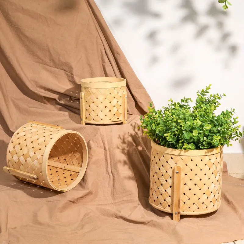 EarthAura Bamboo Planters - Set Of Three media 3