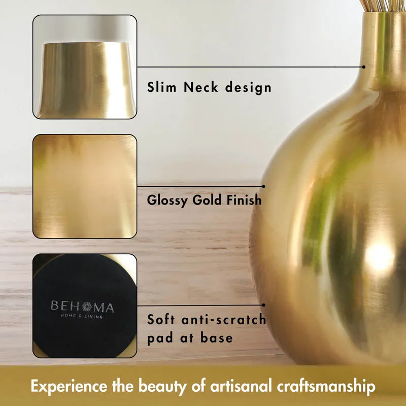Sheen Metal Golden Flower vase - Shiny Gold media 4