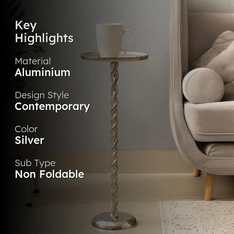 Spiral Base Aluminum Side Table - Silver media 2