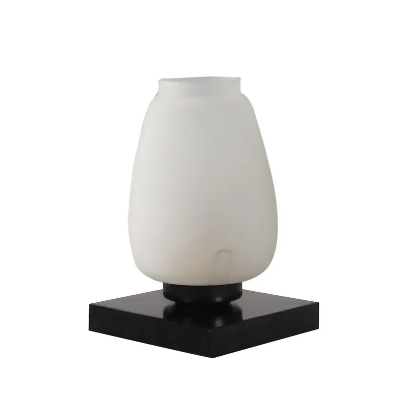 Lumix Glass Table Lamp With Wooden Base - White media 6