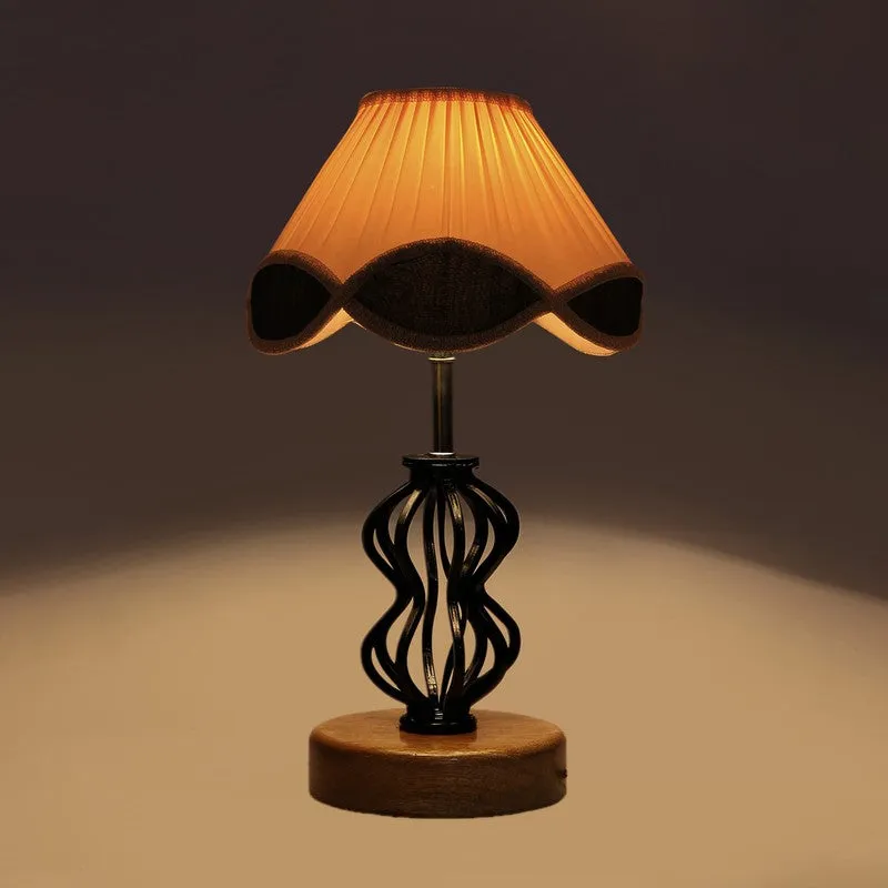 Aurevyn Cotton Table Lamp With Wooden Base - Ivory media 6