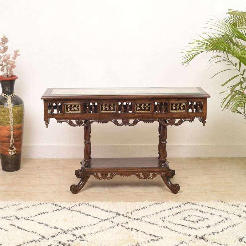 Crown Teak Wood Console Table