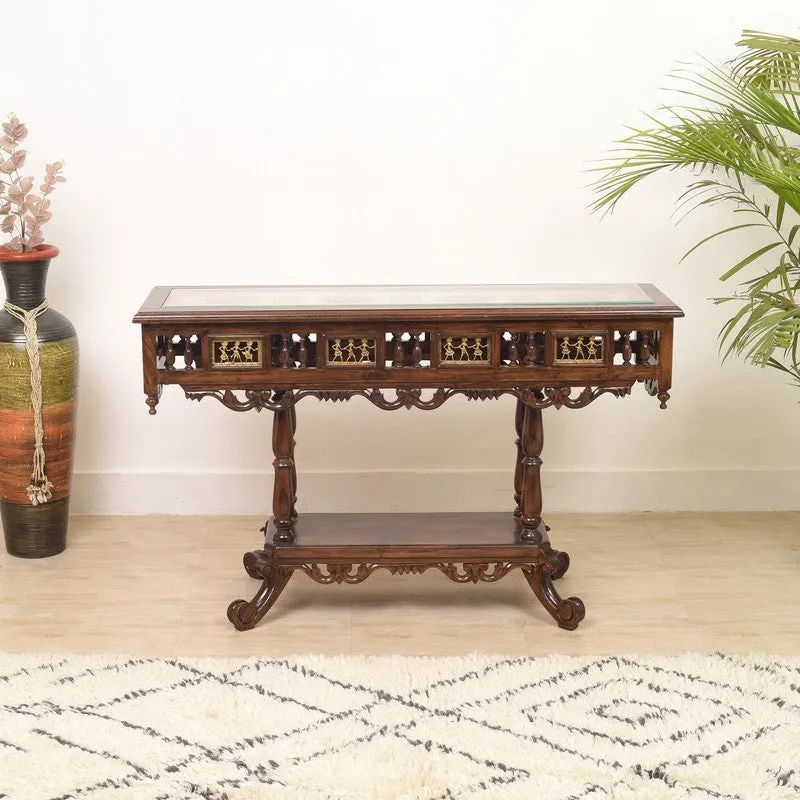 Crown Teak Wood Console Table media 1