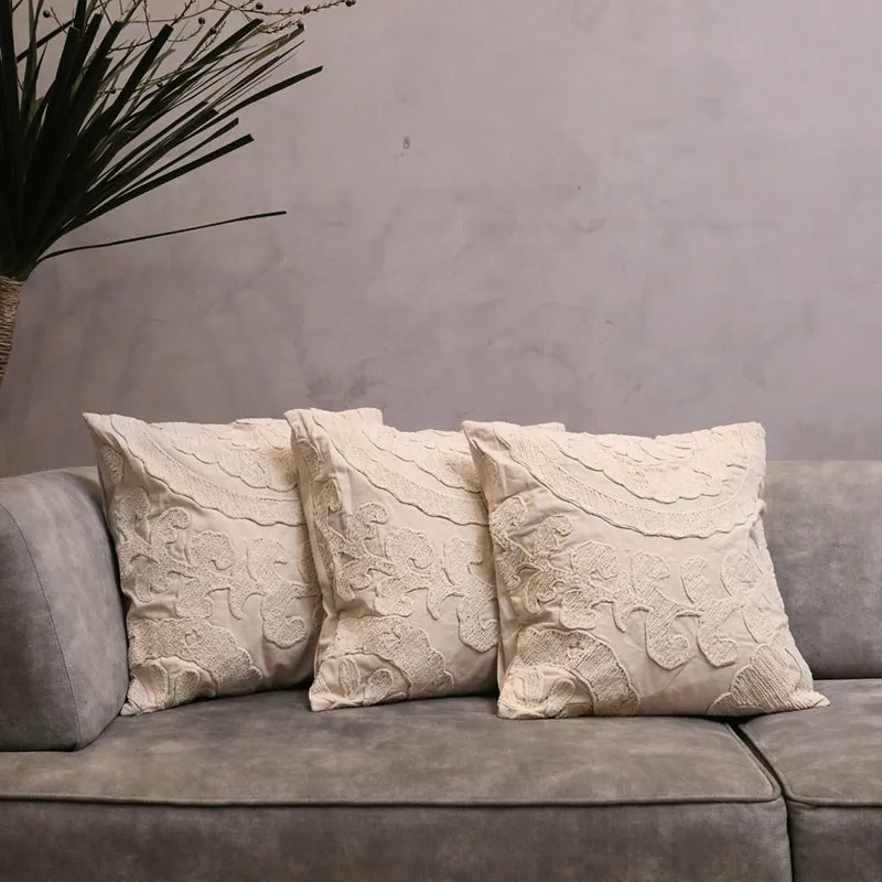 Plush Curves Tufted Cushion Cover (Ivory) - Set Of Three media 1