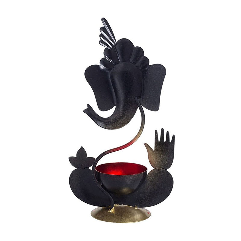 Vigneshwara Handpainted Tea Light Candle Holder - Red media 4