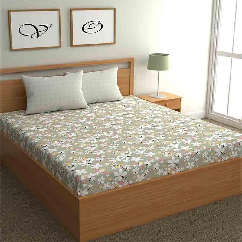 Floral Jewels Microfiber Bedsheet (Grey) - 150 GSM media 4