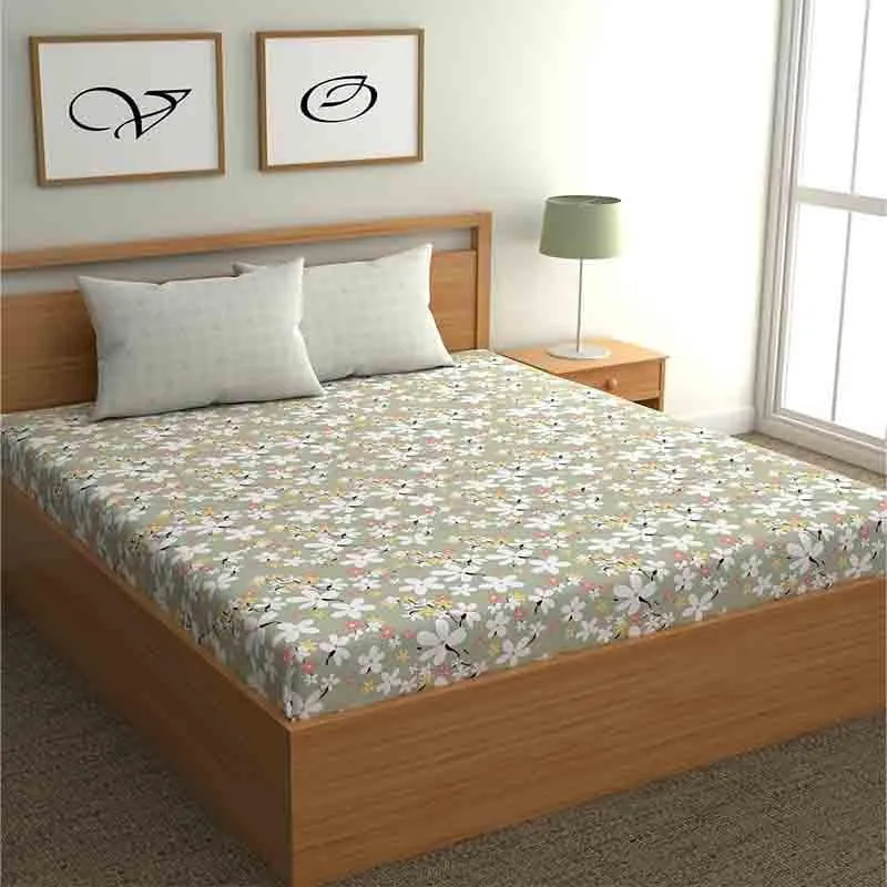 Floral Jewels Microfiber Bedsheet (Grey) - 150 GSM media 4