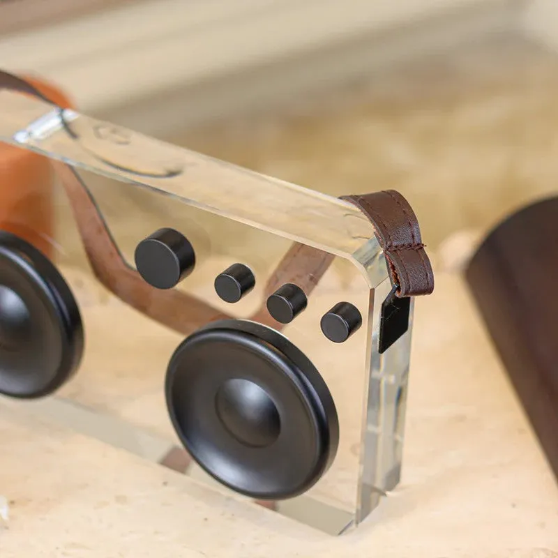 Retrova Cassette Crystal Glass & Leather Showpiece media 6