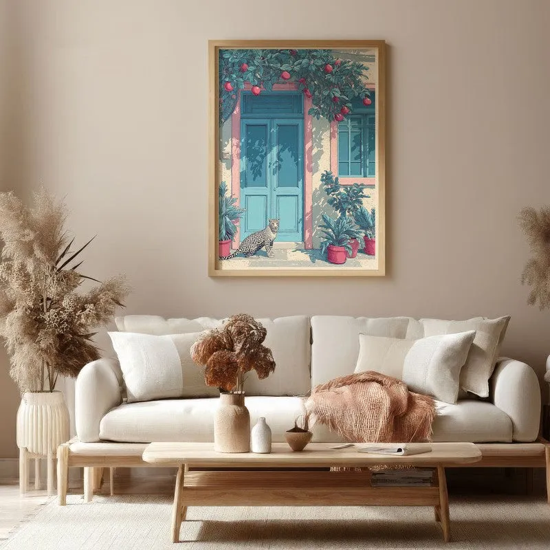 Serenique Floral Entrance Illustration Canvas Wall Painting With Brown Frame media 4