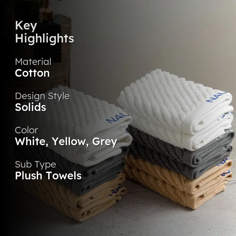 Nautica Riviera Soft Cotton Hand & Face Towel (White,Yellow & Grey) - Set Of Twelve media 2