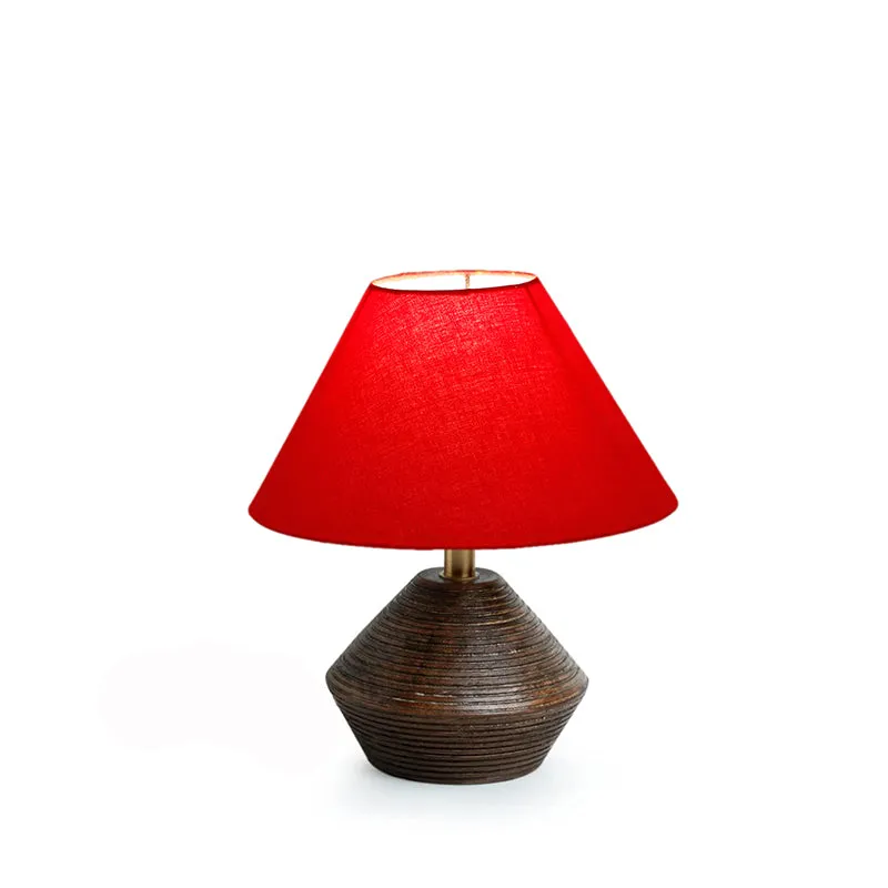 Yami Cone Wooden Table Lamp - Brown,Red media 5