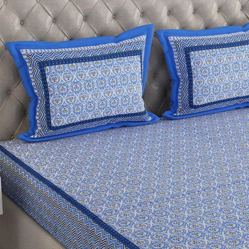 Kinova Printed Cotton Bedsheet (Blue) - 240 TC media 3