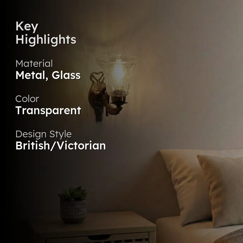 Ornate Antique Glass Wall Lamp media 2