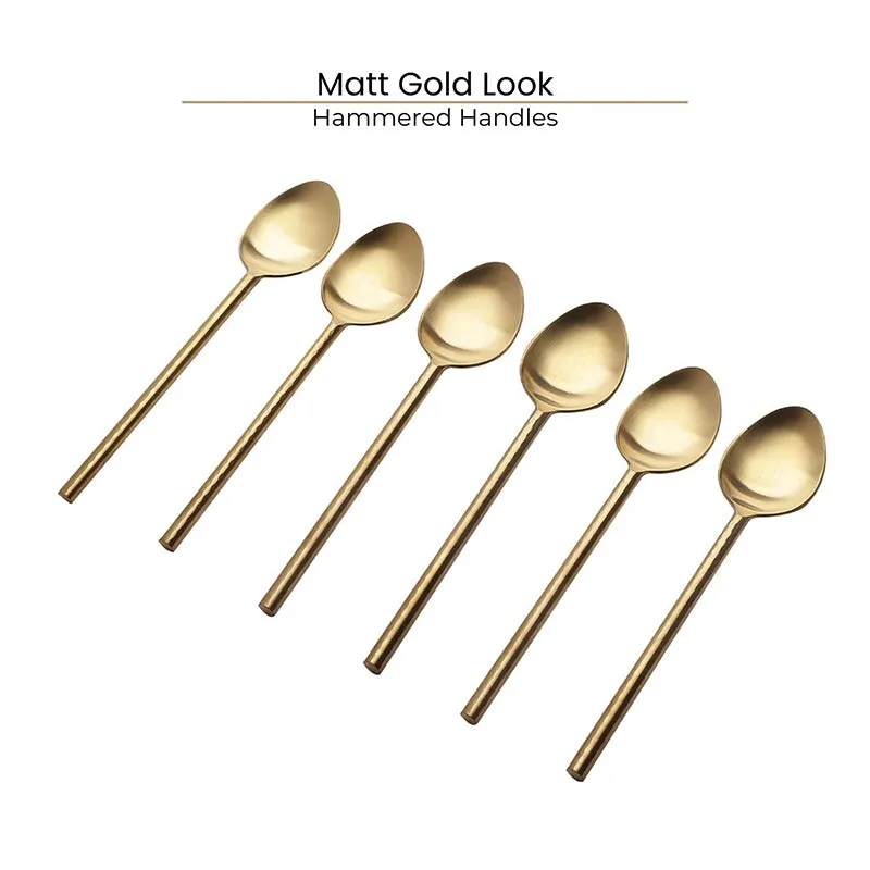 Zarifa Stainless Steel Spoon Set (Gold) - Set Of Six media 4