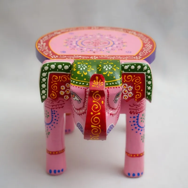 Elvya Handcrafted Painted Mango Wood Stool media 3