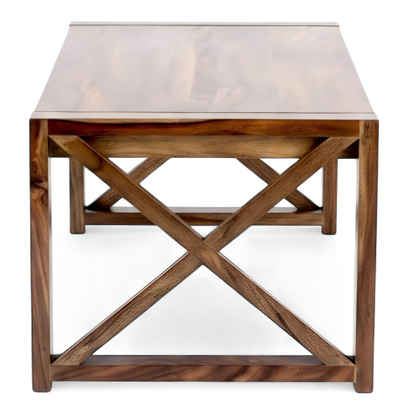 Zavro Sheesham Wooden Center Table - Brown media 6