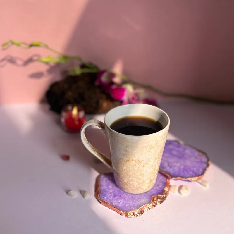 Suzzaine Handcrafted Crystal Agate Coaster (Purple) - Set Of Two media 3