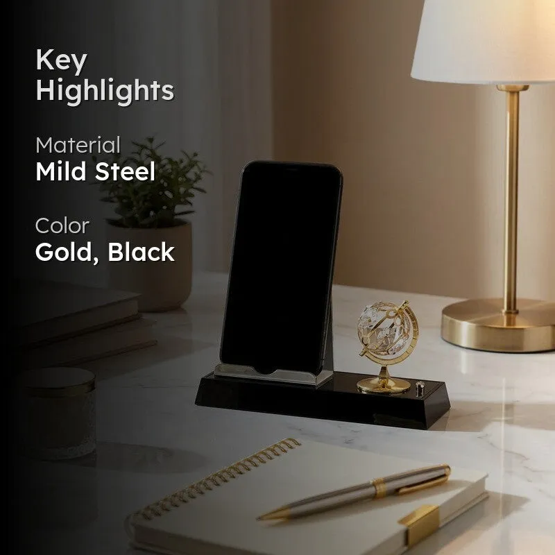 GoldenGlobe 24K Gold Plated Mild Steel Desk Organizer media 2