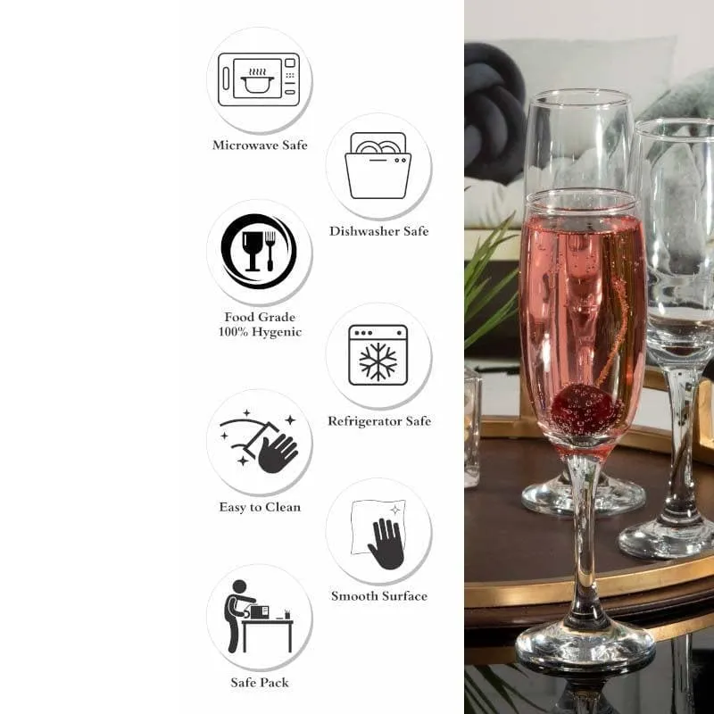 Pasabahce Simera Flute Glasses (210 ML) - Set Of Six media 6
