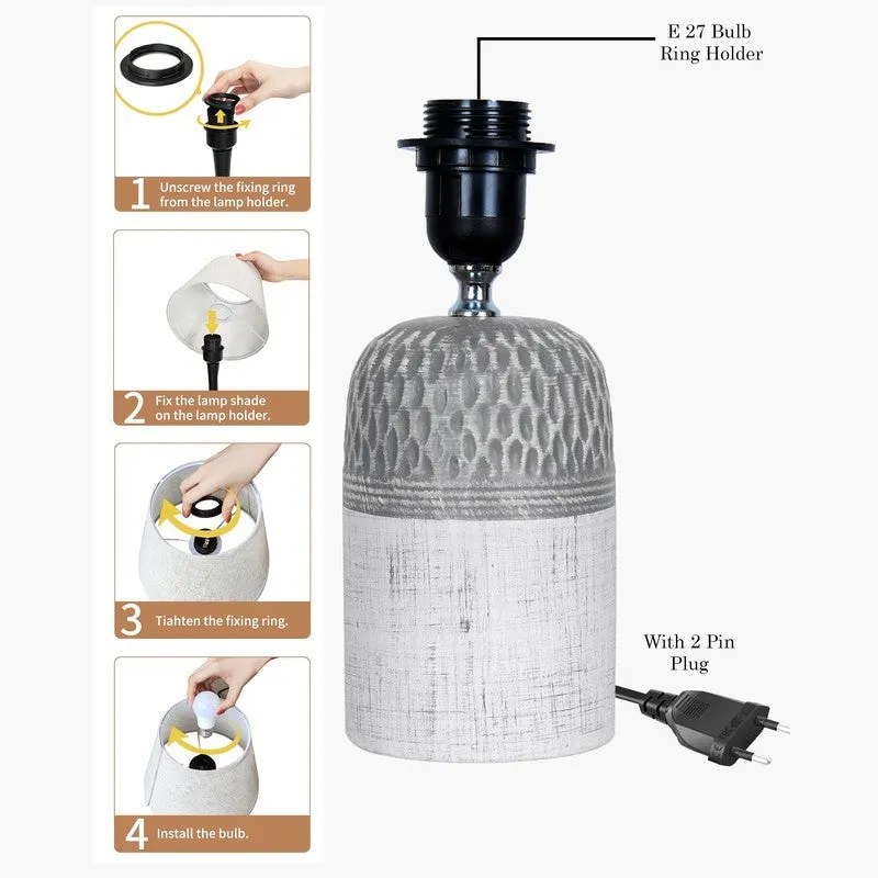 PrismEdge Ceramic Table Lamp with Fabric Shade - White media 5