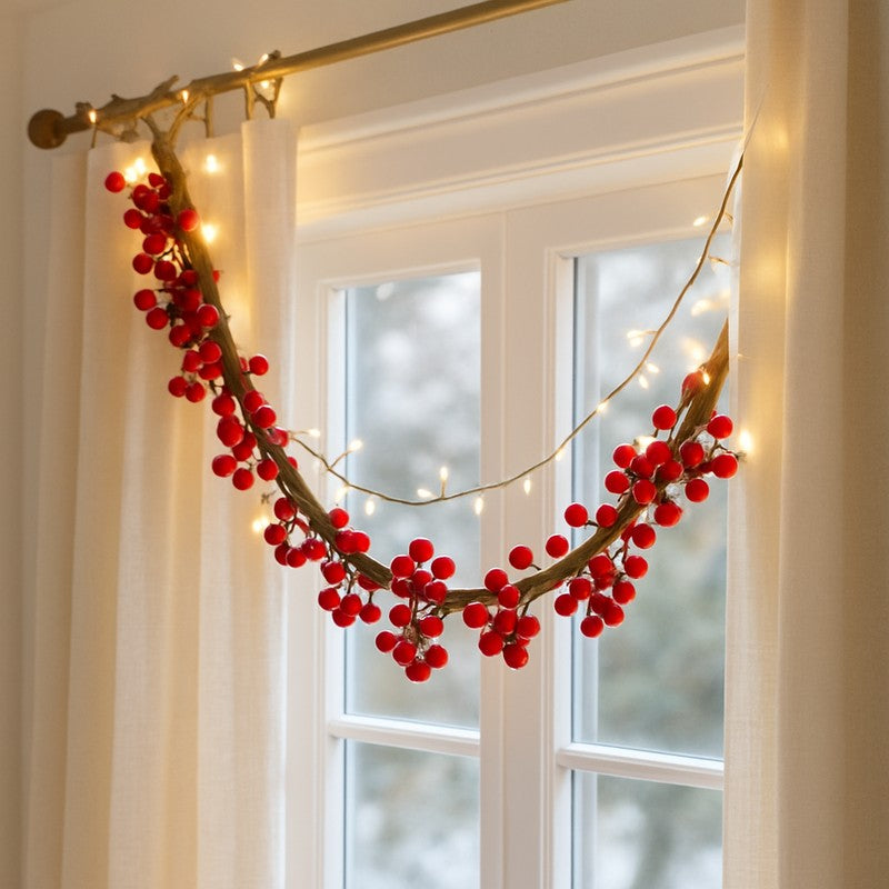 Ruby Cherry Garland Foam Christmas Ornament - Red