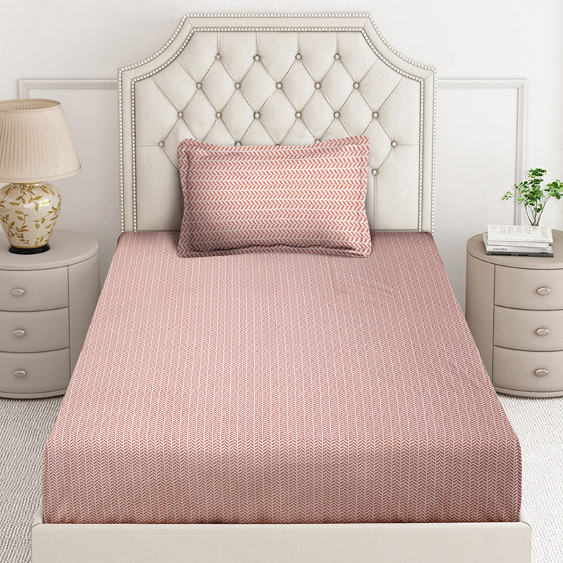 Stripe Sway Geometric Bedsheet (Red) - 130 GSM media 3