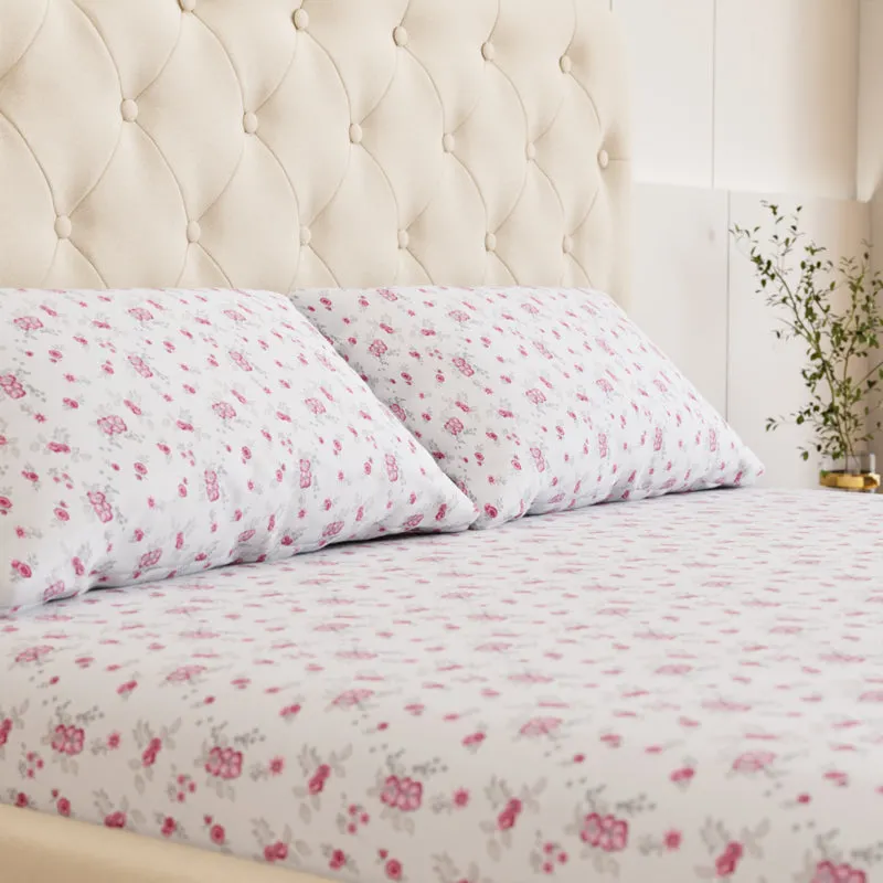 Breeze Floral Cotton Bedsheet (Pink) - 180 TC media 3