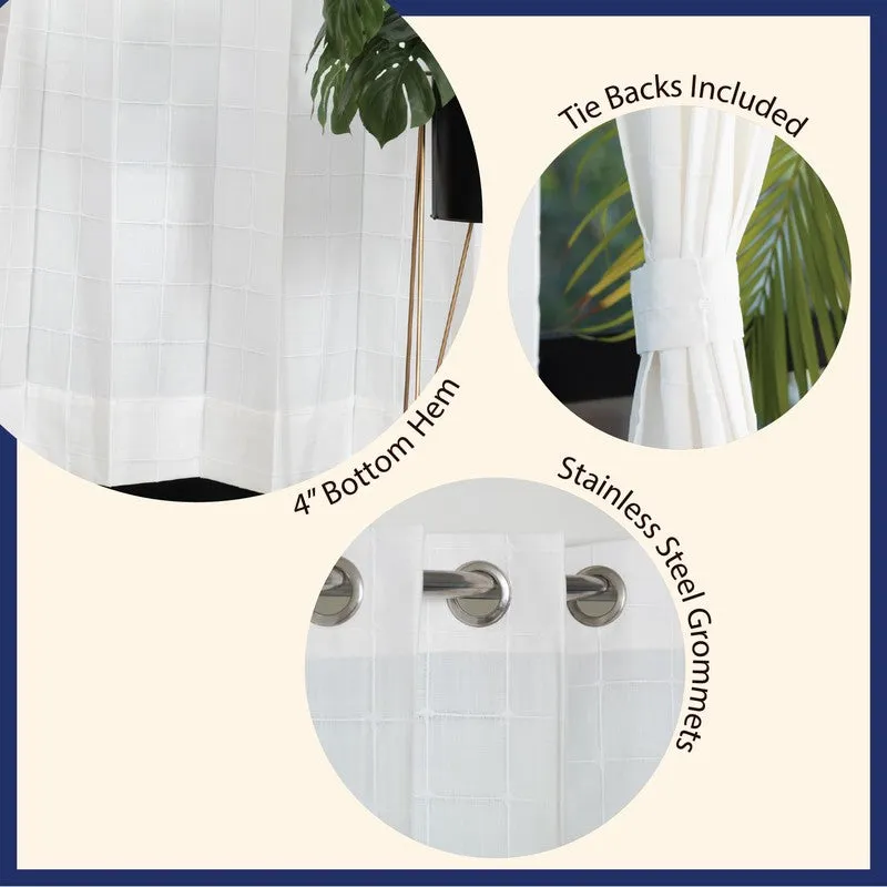 Pixel Checks Cotton Curtain - White media 6
