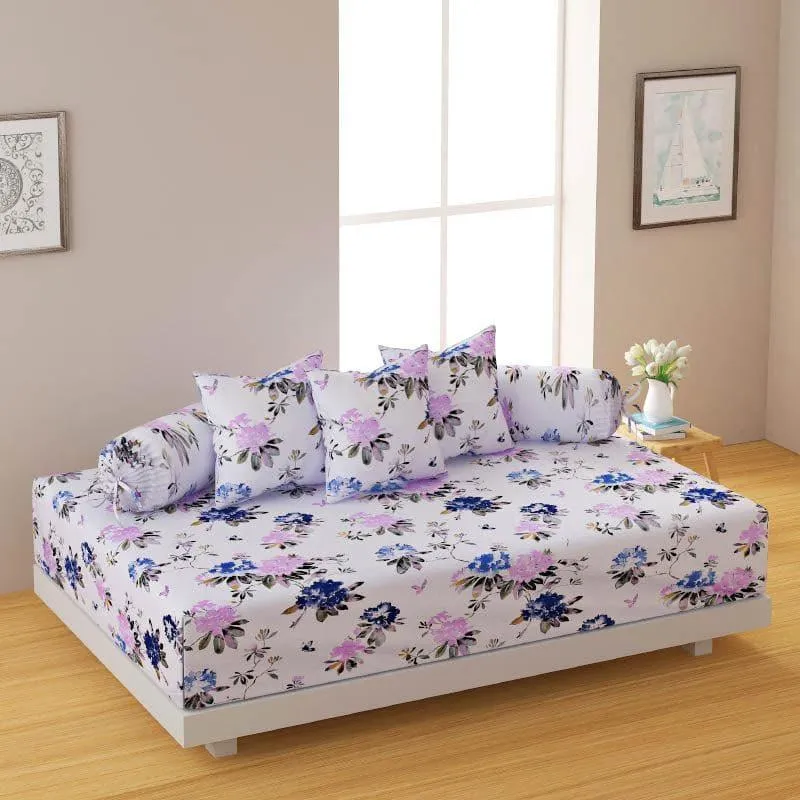 Swayam Nerine Floral Diwan Set - Purple media 1