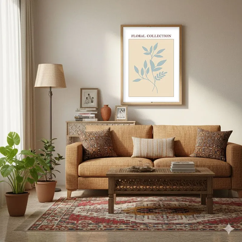 Midnight Flora Canvas Wall Painting With Brown Frame media 4