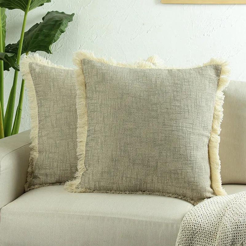 Botanic Silk Touch Woven Cotton Cushion Cover (Grey) - Set Of Two media 1