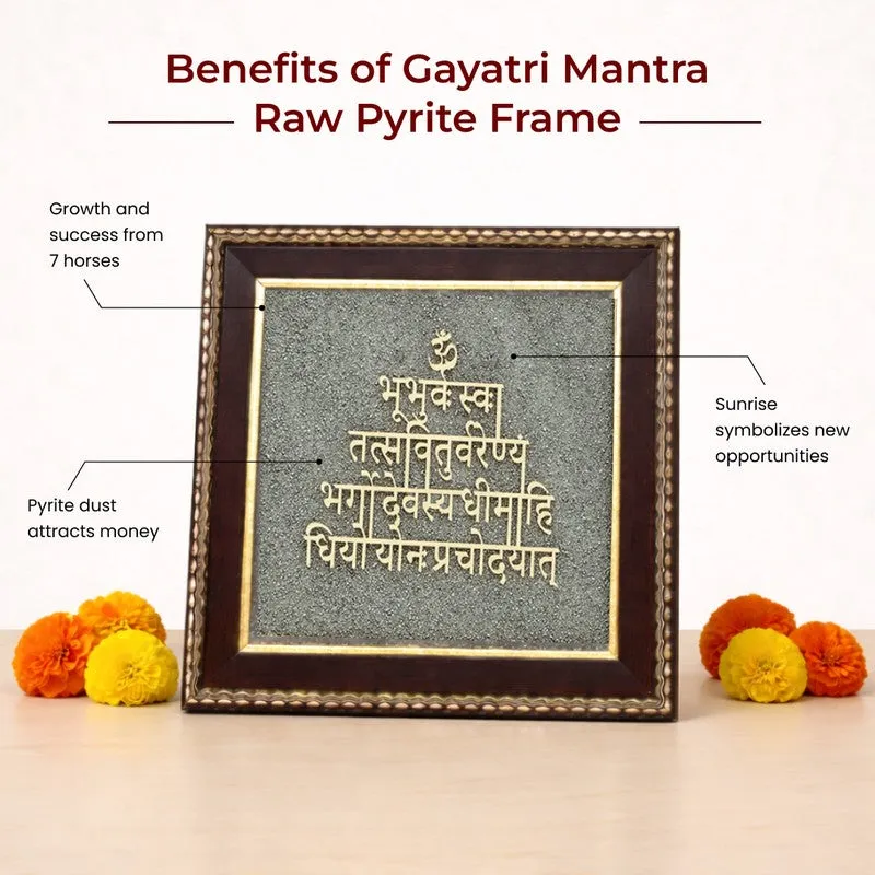 Divine Gayatri Mantra Pyrite & Wood Wall Art media 5