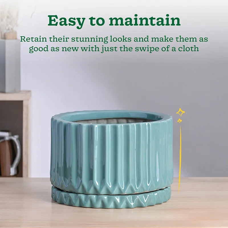 Ugaoo Stria Ceramic Planter - Blue media 5
