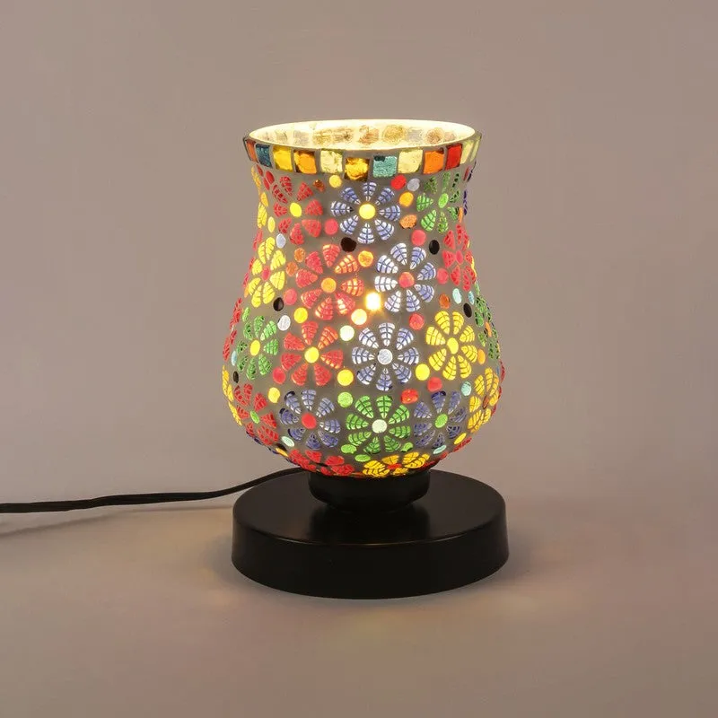 Embervia Mosaic Glass Table Lamp With Wooden Base - Multicolor media 6