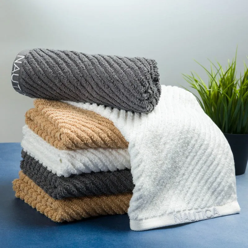 Nautica Riviera Soft Cotton Hand Towel (White, Grey & Yellow) - Set Of Six media 3