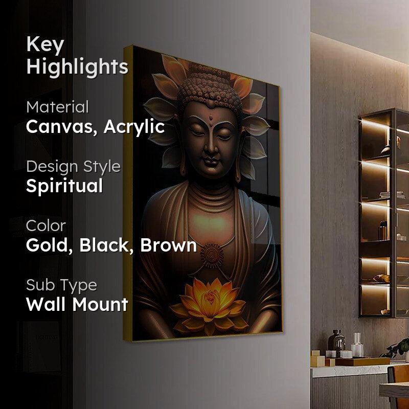 Glow Of Enlightenment Spiritual Canvas Wall Art With Frame - Gold media 2