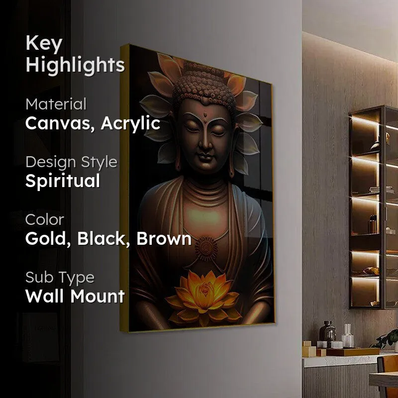 Glow Of Enlightenment Spiritual Canvas Wall Art With Frame - Gold media 2