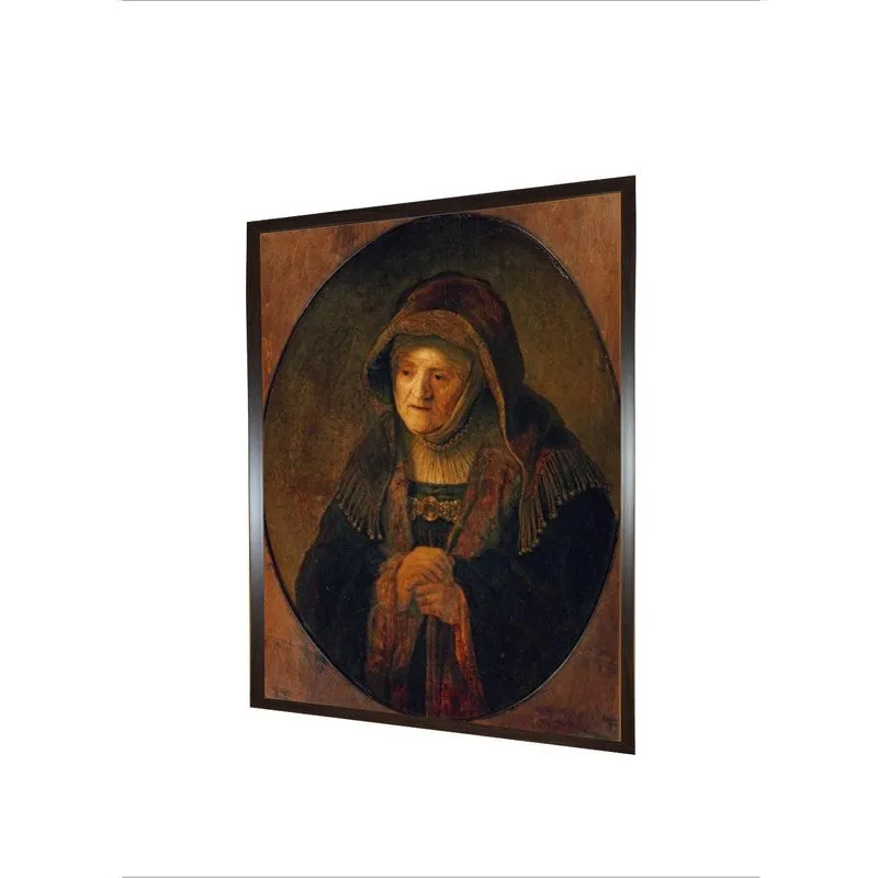 Angled view of the framed portrait wall painting