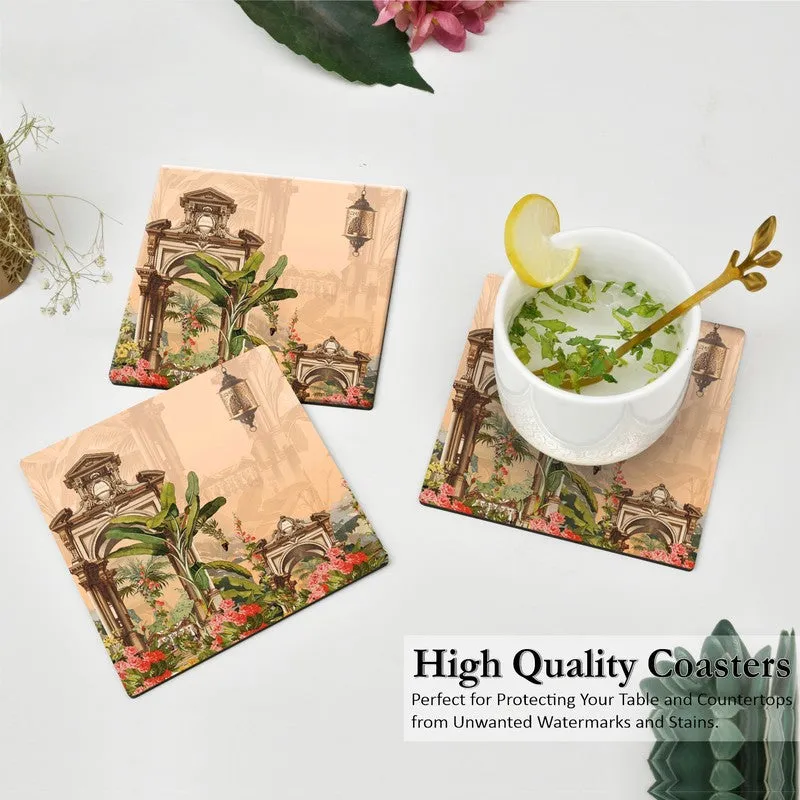 Royal Black & Gold Wooden Coasters with Holder - Seven Piece Set media 4