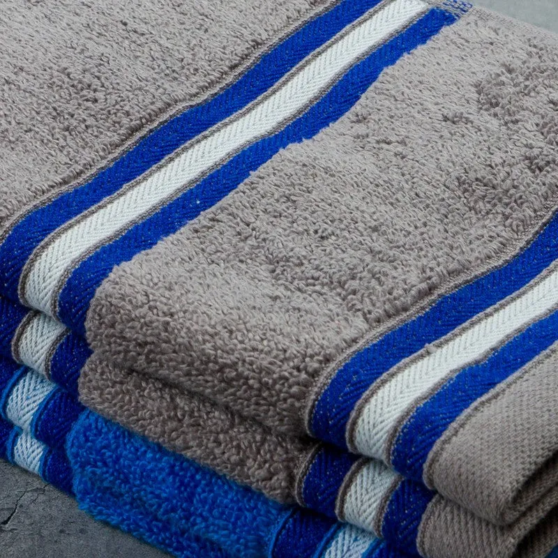 Nautica Dove Dual Down Cotton Hand Towel (Dark Grey & Blue) - Set Of Four media 5