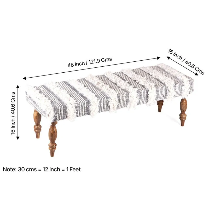 Aurex Sheesham Wooden Bench - Grey media 11