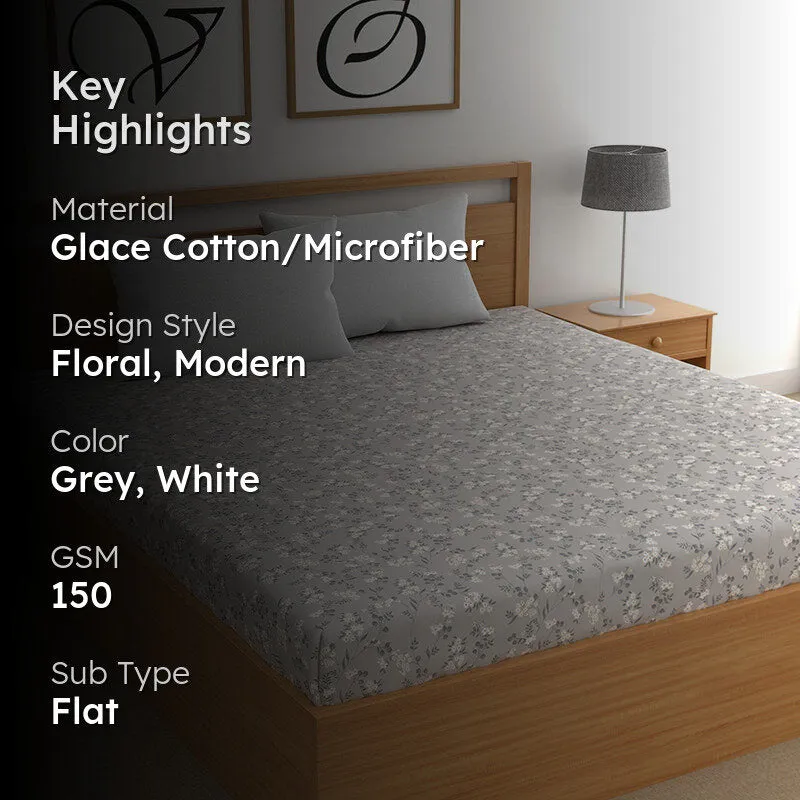 Budlace I Microfiber Microfiber Bedsheet (Grey) - 150 GSM media 2