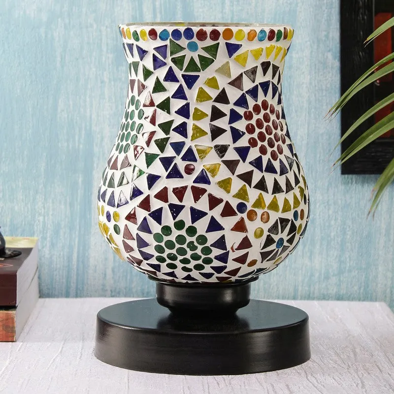 Lumeweave Mosaic Glass Wooden Table Lamp With Base - Multicolor media 3