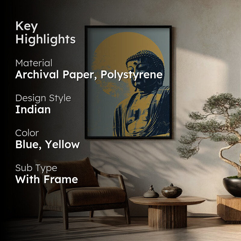Buddha In Golden Aura V Archival Paper Wall Painting With Black Frame media 2